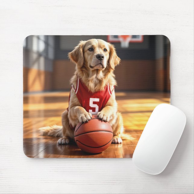 Alfombrilla De Ratón Jugador de baloncesto Golden Retriever (Con ratón)