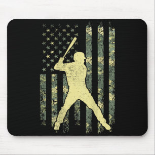 Alfombrilla De Ratón Jugador de béisbol Bandera Americana Camuflaje USA