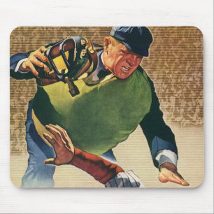 Alfombrilla De Ratón Jugador de béisbol de deportes vintage, el árbitro