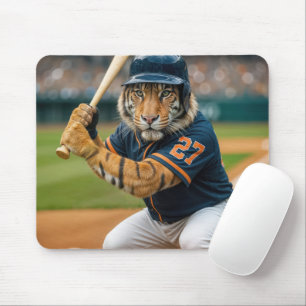 Alfombrilla De Ratón Jugador de béisbol Tigre al bate