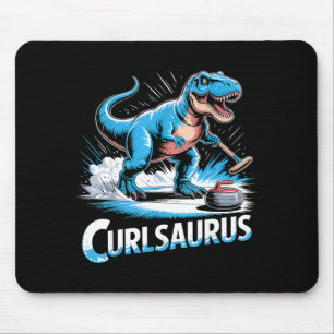 Alfombrilla De Ratón Jugador de curling sobre hielo dinosaurio t-rex di