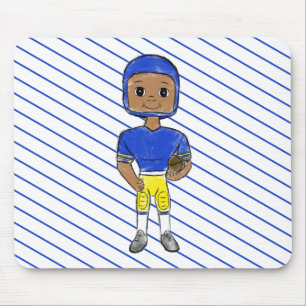 Alfombrilla De Ratón jugador de fútbol retro vintage amarillo azul simp