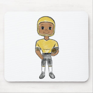 Alfombrilla De Ratón jugador de fútbol retro vintage negro amarillo sim