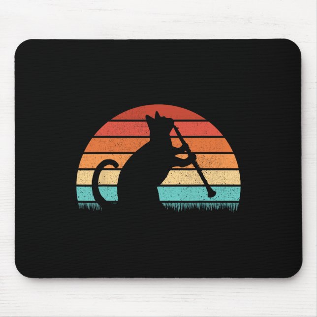 Alfombrilla De Ratón Jugador de gatos Clarinet - Música Retro Clarineti (Frente)