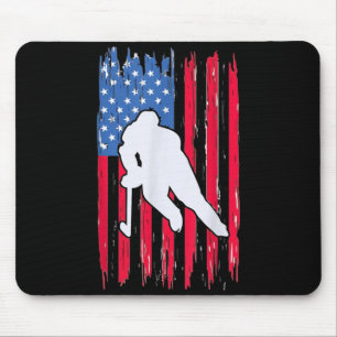 Alfombrilla De Ratón Jugador de hockey con bandera americana 4 de julio