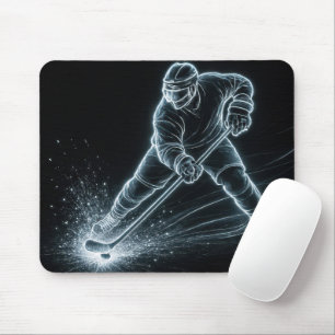 Alfombrilla De Ratón Jugador de Hockey de Neón en Hielo