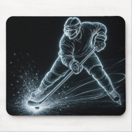 Alfombrilla De Ratón Jugador de Hockey de Neón en Hielo