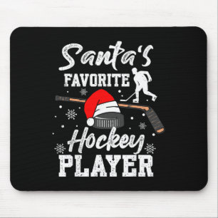 Alfombrilla De Ratón Jugador de Hockey En La Lista De Regalos De Santa