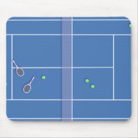 Jugador de tenis moderno de la pista de tenis azul