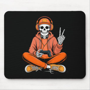 Alfombrilla De Ratón Jugador Esqueleto Videojuegos Halloween Chicos Hom
