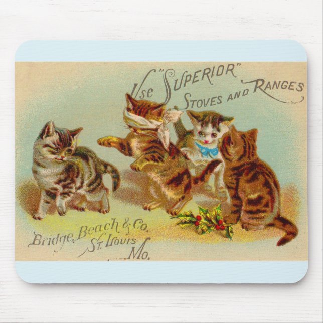 Alfombrilla De Ratón Jugando gatitos de tarjetas de comercio de Victori (Frente)