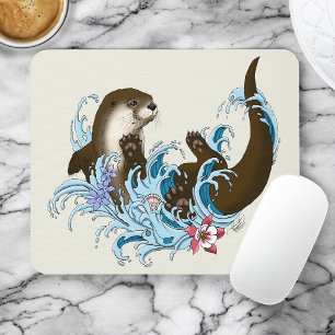 Alfombrilla De Ratón Juguuetón Azul Nutria de Río Caprichosa Salpicadur