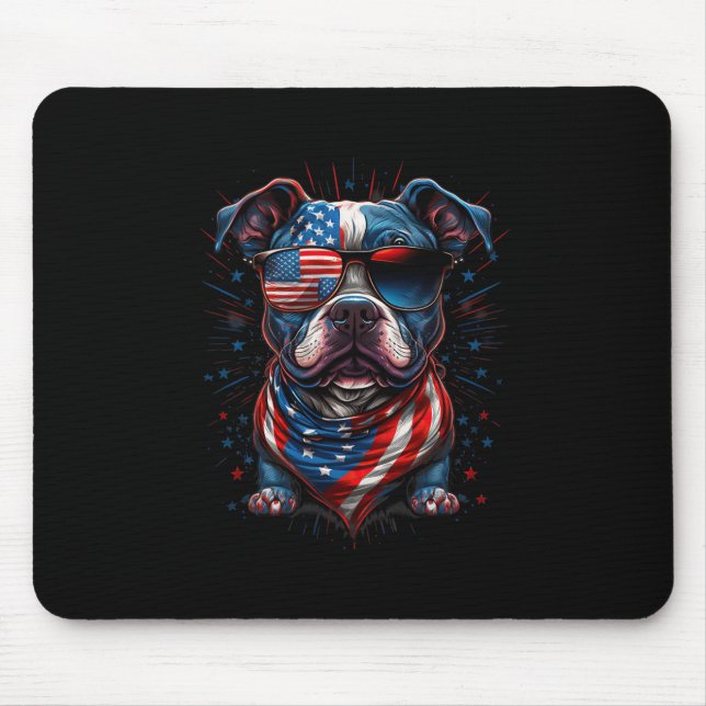 Alfombrilla De Ratón Julio Patriótico Staffordshire Bull Terrier Dog U (Frente)