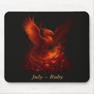 Alfombrilla De Ratón Julio Ruby - Phoenix & Fiery Birthstone