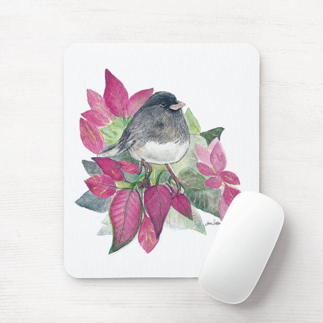 Alfombrilla De Ratón Junco Dark Oyed Watercolor Art (Junco Dark Eyed Watercolor Art Mouse Pad from Jenn's Emporium.)