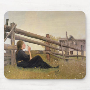 Alfombrilla De Ratón Junio. Semillas del diente de león del chica que