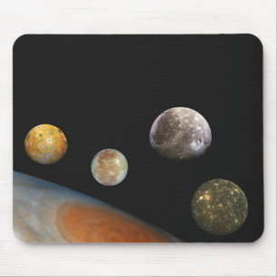 Alfombrilla De Ratón Júpiter y cuatro lunas satélites Galileas