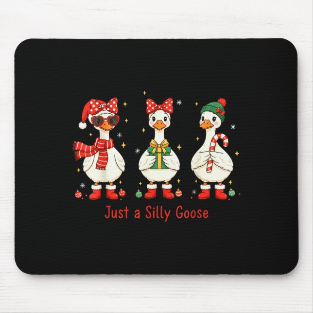 Alfombrilla De Ratón Just A Jolly Goose Santa Cute Bow Christmas Men Wo (Frente)