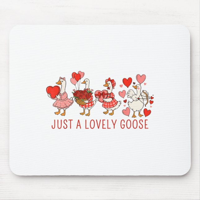 Alfombrilla De Ratón Just A Lovely Goose Valentines Day Cute Heart Goos (Frente)