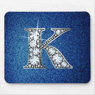 Alfombrilla De Ratón K Faux-"Diamond Bling" en Denim Mousepad