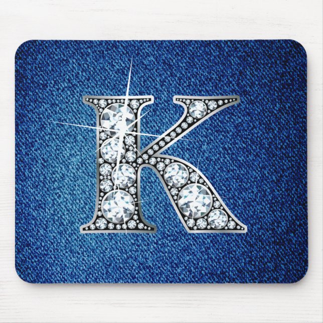 Alfombrilla De Ratón K Faux-"Diamond Bling" en Denim Mousepad (Frente)
