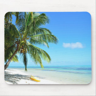 Alfombrilla De Ratón Kajak amarillo en un mousepad blanco de la playa