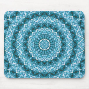 Alfombrilla De Ratón Kaleidoscopio azul claro / Mandala