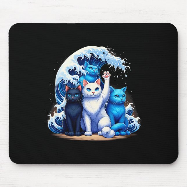 Alfombrilla De Ratón Kamala Harris Blue Cats Wave Cat Amantes del gato (Frente)