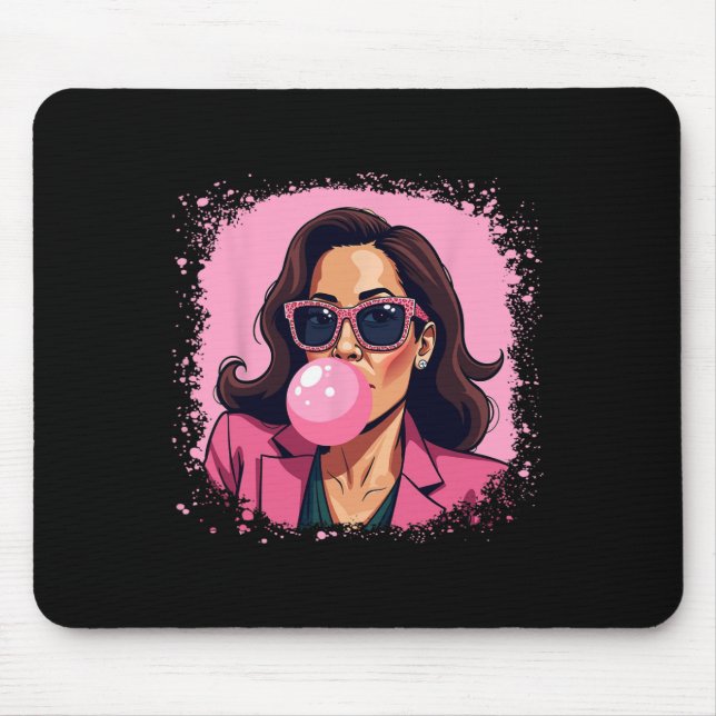 Alfombrilla De Ratón Kamala Harris Pink Bubble Gum (Frente)