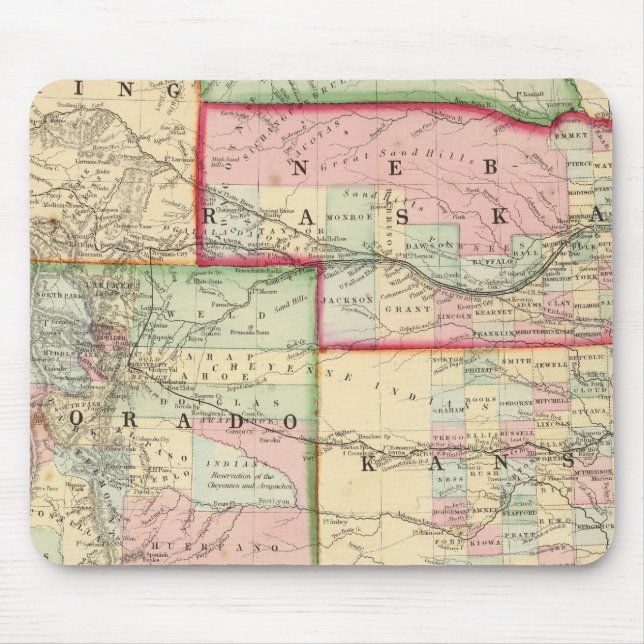 Alfombrilla De Ratón Kan, Neb, Colo Map de Mitchell (Frente)