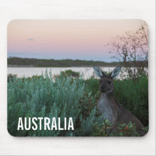 Alfombrilla De Ratón Kangaroo Wildlife Sunset Lake Australia