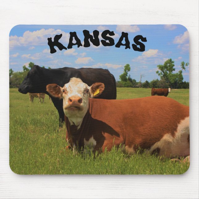 Alfombrilla De Ratón Kansas Hereford y Angus Cows Mouse Pad (Frente)