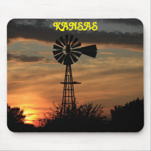 Alfombrilla De Ratón Kansas Sunset con almohadilla de ratón de silueta