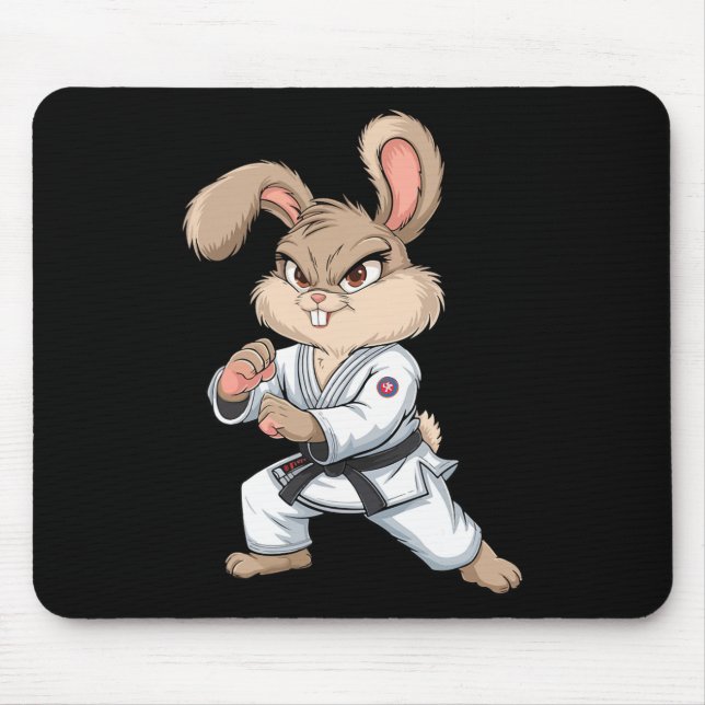 Alfombrilla De Ratón Karate Bunny Conejo De Artes Marciales Funny Para  (Frente)