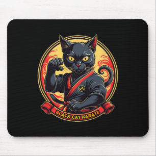 Alfombrilla De Ratón Karate De Gato Negro Para Hombres Mujeres Niños