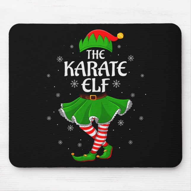 Alfombrilla De Ratón Karate Elf Christmas Family Girls Women Elf Squad  (Frente)