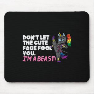 Alfombrilla De Ratón Karate Ninja Unicorn Cute Face Beekwondo Wom