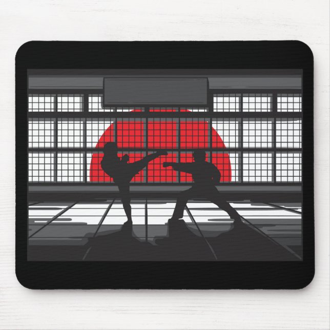Alfombrilla De Ratón Karate Silhouette en DoJo (Frente)