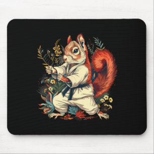 Alfombrilla De Ratón Karate Squirrel Floral Kickboxing Taekwondo