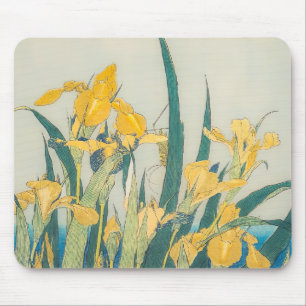 Alfombrilla De Ratón Katsushika Hokusai - Grasshopper e Iris