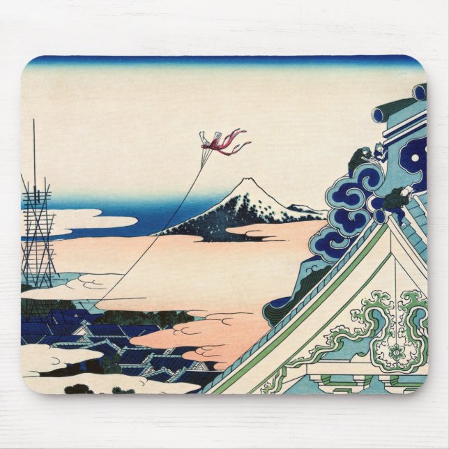 Alfombrilla De Ratón Katsushika Hokusai - Templo Asakusa Honganji, Edo (Frente)