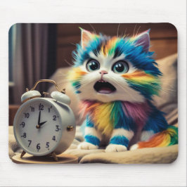 Alfombrilla De Ratón Katze auf Mauspad mit Wecker