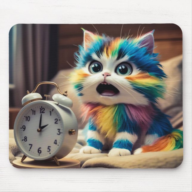 Alfombrilla De Ratón Katze auf Mauspad mit Wecker (Frente)