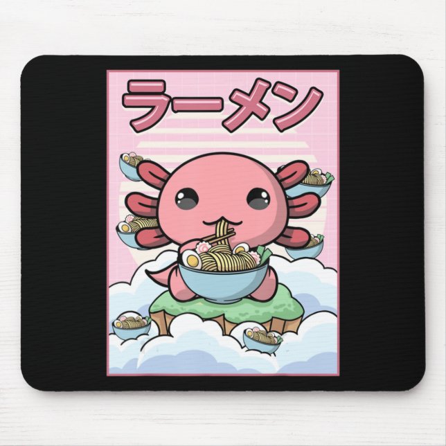 Alfombrilla De Ratón Kawaii Anime Axolotl Noodle Mujeres Hombres Niños  (Frente)