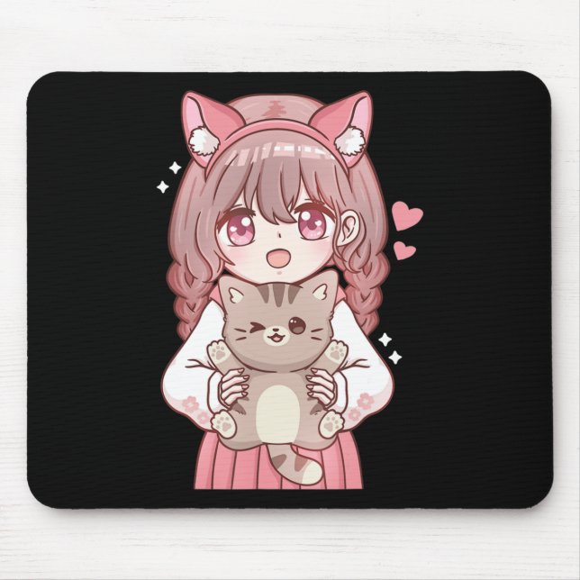 Alfombrilla De Ratón Kawaii Anime Kawaii Cat Lover Otaku (Frente)