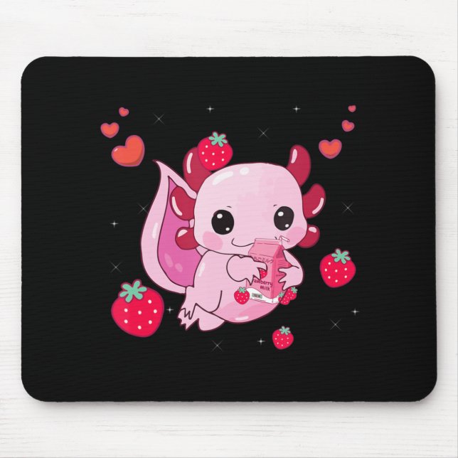 Alfombrilla De Ratón Kawaii Axolotl Fresa batir batir el regalo de Anim (Frente)
