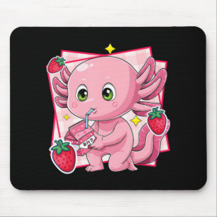 Alfombrilla De Ratón Kawaii Axolotl Fresa Leche Anime Japonés Regalo