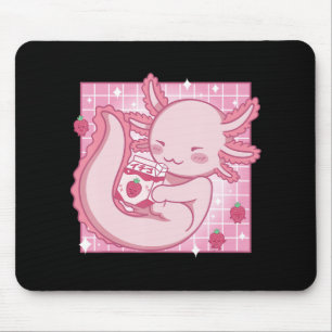 Alfombrilla De Ratón Kawaii Axolotl Leche de fresa batida Cartón Japón