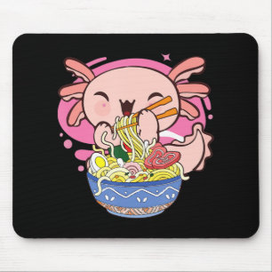 Alfombrilla De Ratón Kawaii Axolotl Ramen niños japoneses de fideos ani