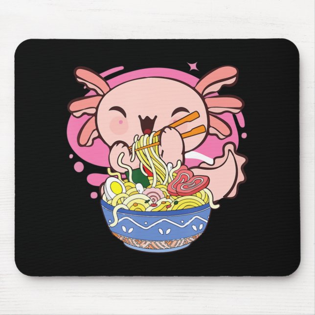 Alfombrilla De Ratón Kawaii Axolotl Ramen niños japoneses de fideos ani (Frente)